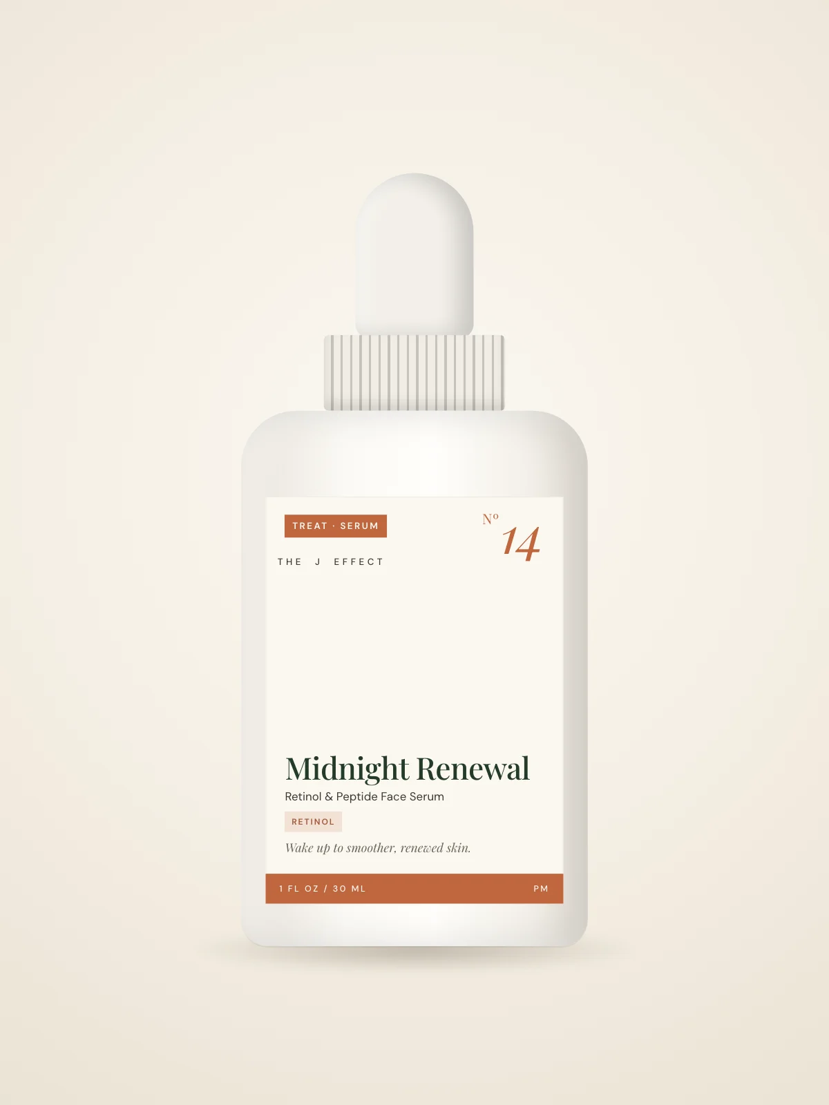 Midnight Renewal Retinol & Peptide Face Serum packaging, Nº 14