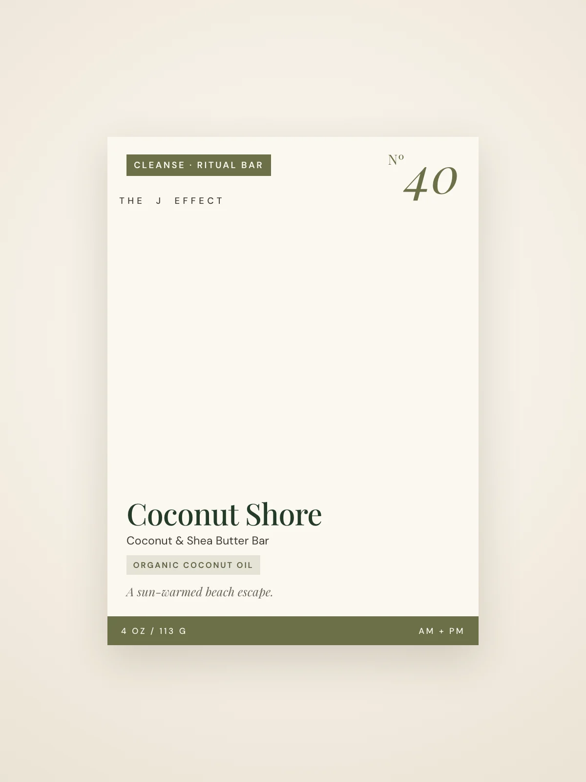Coconut Shore label detail with key actives and size