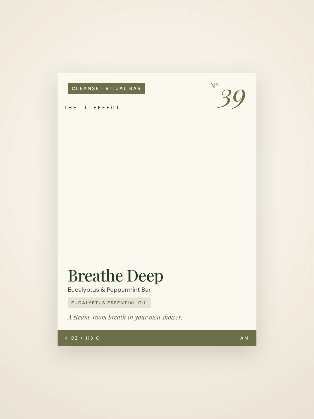 Breathe Deep label detail with key actives and size