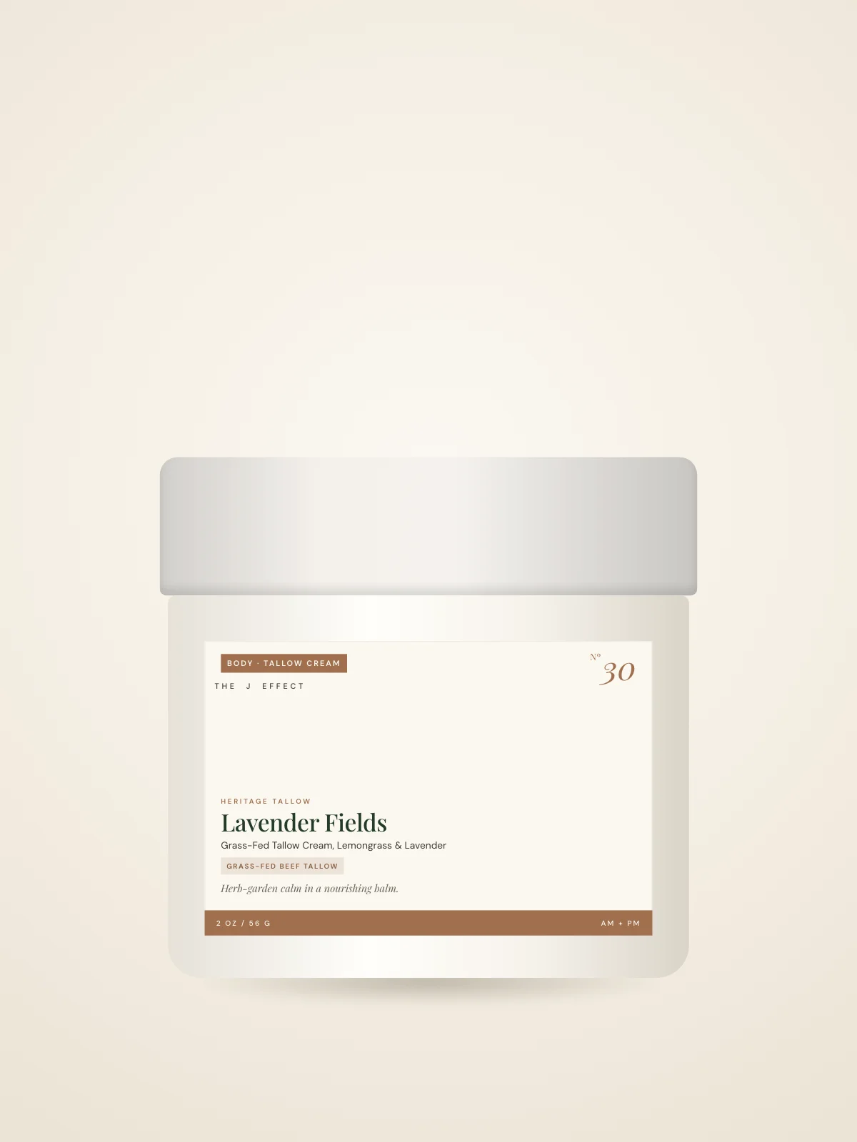 Lavender Fields Grass-Fed Tallow Cream, Lemongrass & Lavender packaging, Nº 30