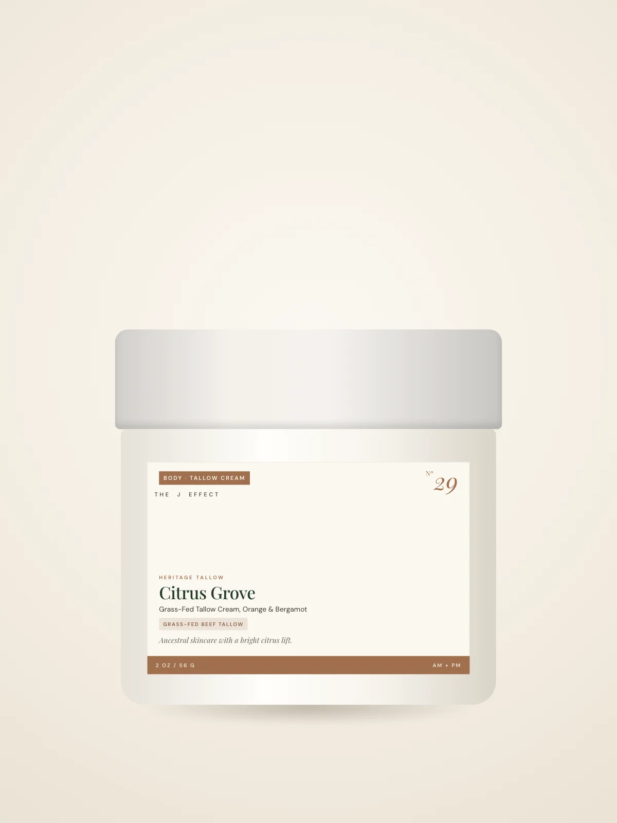 Citrus Grove Grass-Fed Tallow Cream, Orange & Bergamot packaging, Nº 29