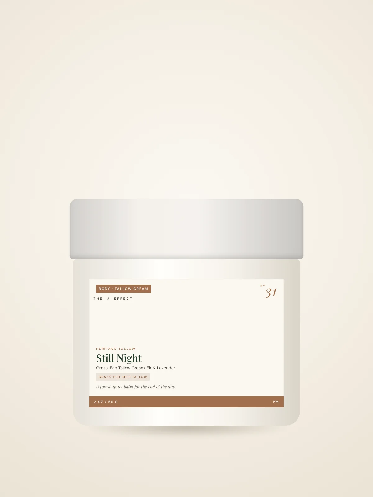 Still Night Grass-Fed Tallow Cream, Fir & Lavender packaging, Nº 31