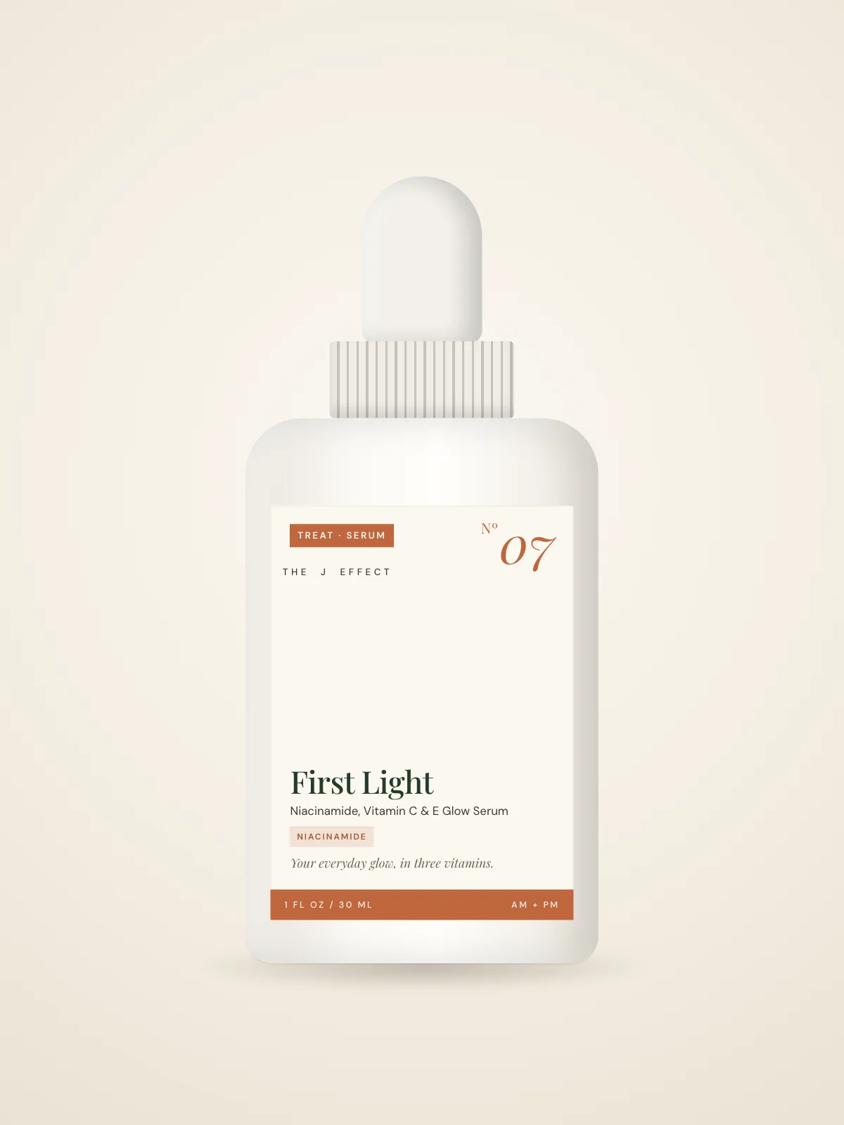 First Light Niacinamide, Vitamin C & E Glow Serum packaging, Nº 07